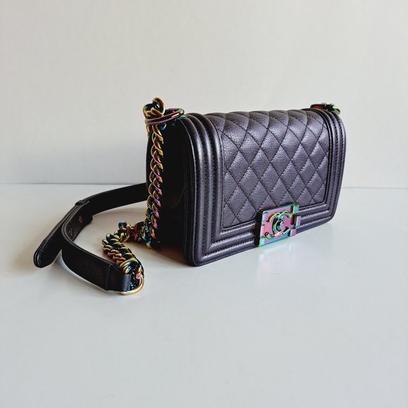 Chanel Purple Iridescent Quilted Leather Small Boy Flap Shoulder Bag - Picture 4 of 16